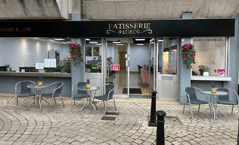 the exterior of Patisserie Luxe's cake shop in Poole